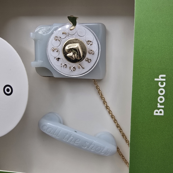 Kate Spade x Target Telephone Brooch Nostalgic Rotary Dial Phone Blue & White - Picture 5 of 14